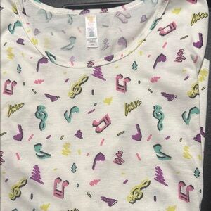 LuLaRoe Long Sleeve Top with Colorful Musical Design